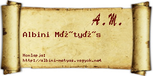 Albini Mátyás névjegykártya